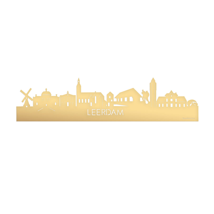 Skyline Leerdam Metallic Goud gerecycled kunststof cadeau decoratie relatiegeschenk van WoodWideCities