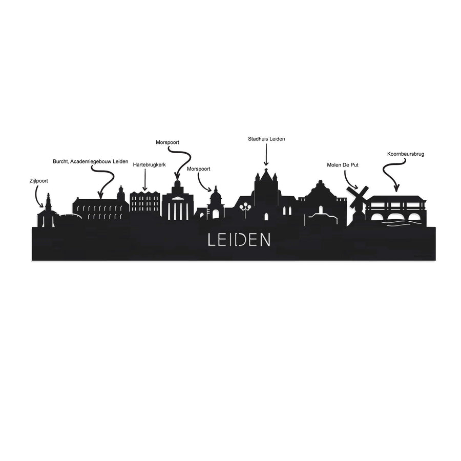Skyline Leiden Wit glanzend gerecycled kunststof cadeau decoratie relatiegeschenk van WoodWideCities