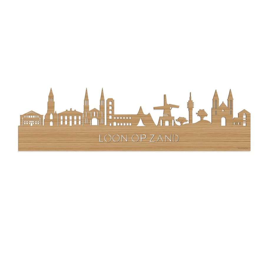 Skyline Loon op Zand Bamboe houten cadeau decoratie relatiegeschenk van WoodWideCities