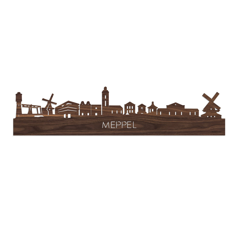 Skyline Meppel Noten houten cadeau decoratie relatiegeschenk van WoodWideCities
