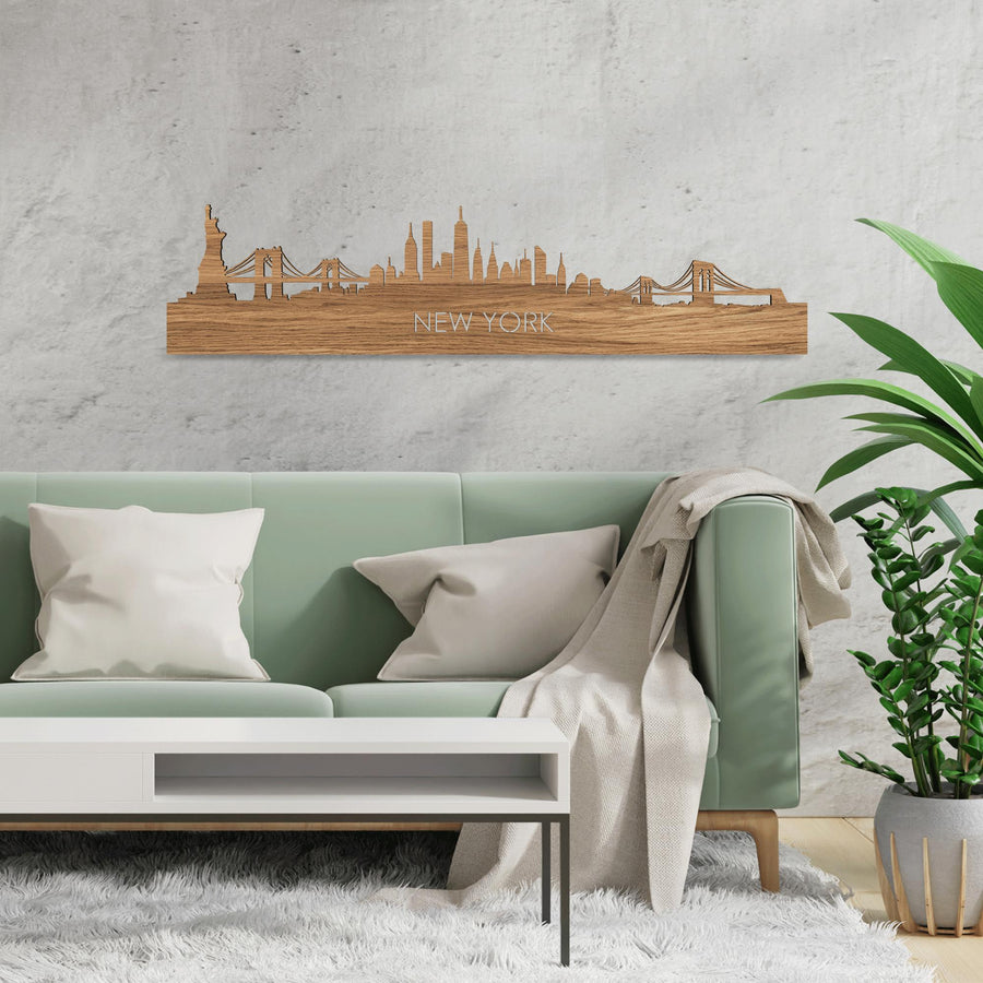 Skyline New York Eiken houten cadeau decoratie relatiegeschenk van WoodWideCities
