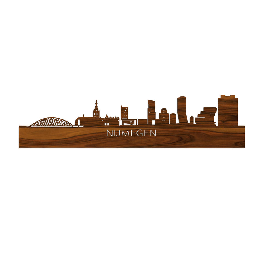 Skyline Nijmegen Palissander houten cadeau decoratie relatiegeschenk van WoodWideCities