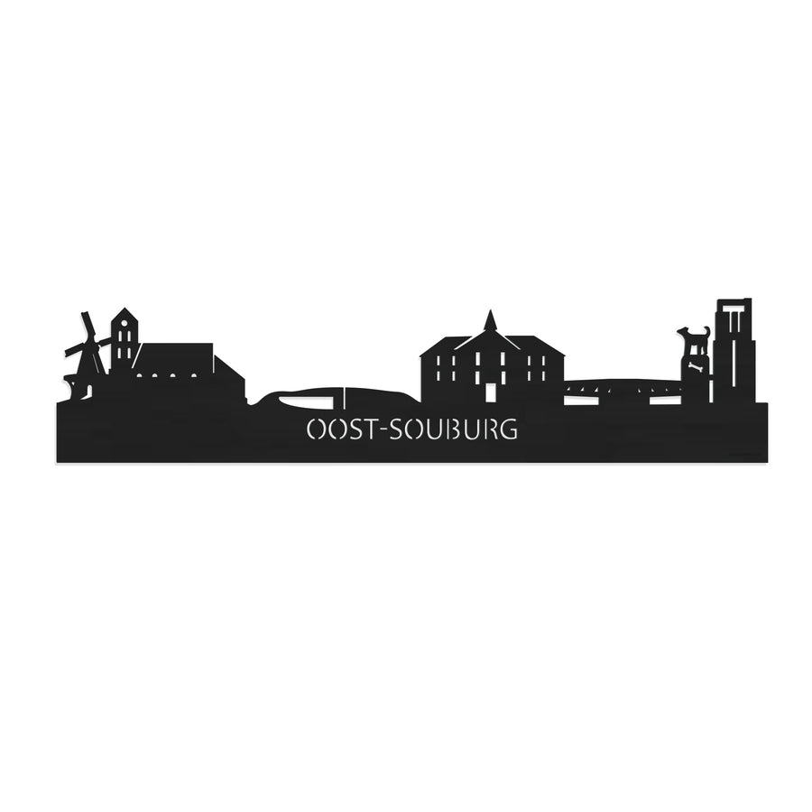 Skyline Oost-Souburg Zwart houten cadeau decoratie relatiegeschenk van WoodWideCities