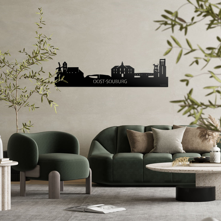 Skyline Oost-Souburg Zwart glanzend gerecycled kunststof cadeau decoratie relatiegeschenk van WoodWideCities