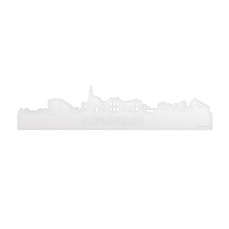 Skyline Oosterwolde Wit glanzend gerecycled kunststof cadeau decoratie relatiegeschenk van WoodWideCities
