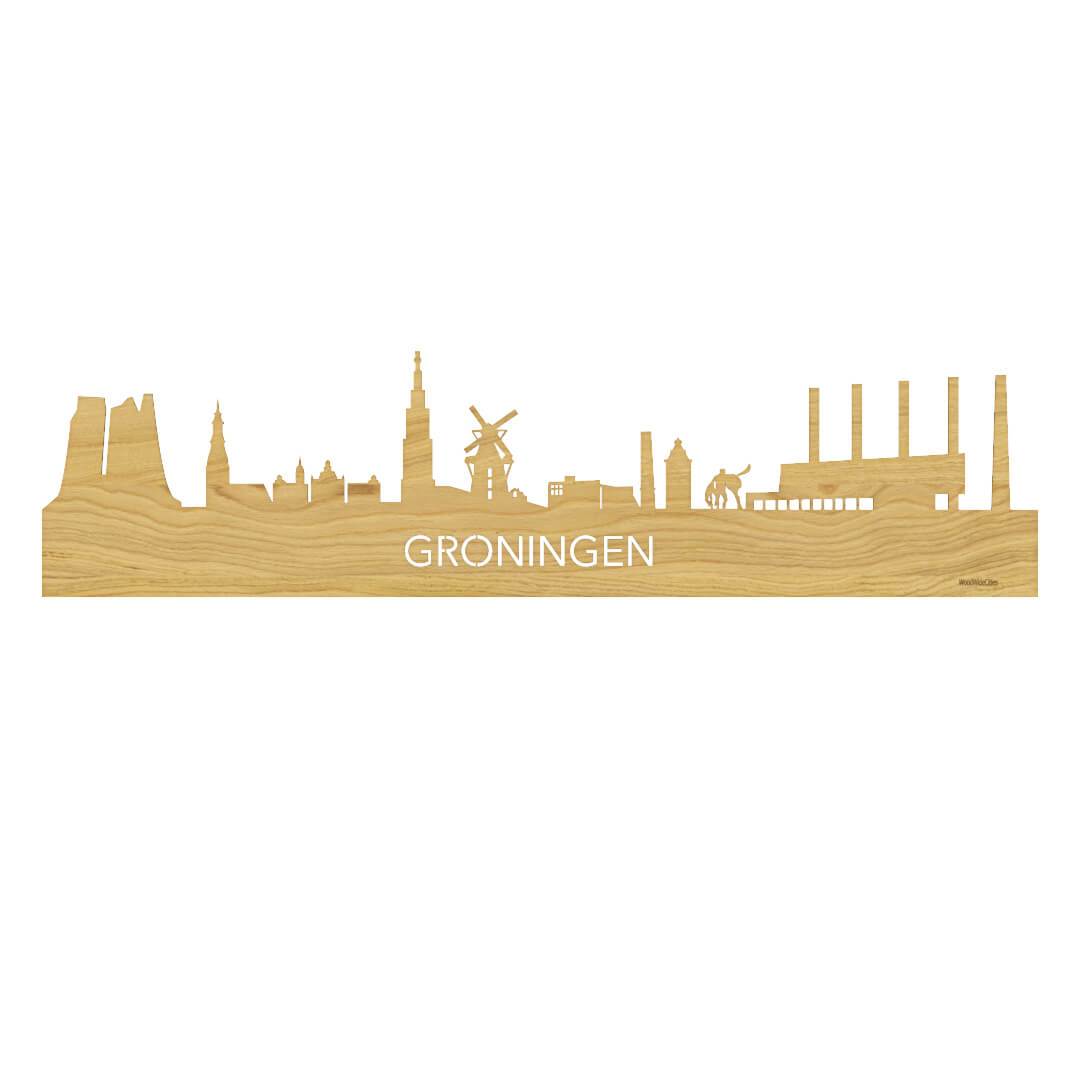 Skyline Oud Groningen Eiken houten cadeau decoratie relatiegeschenk van WoodWideCities