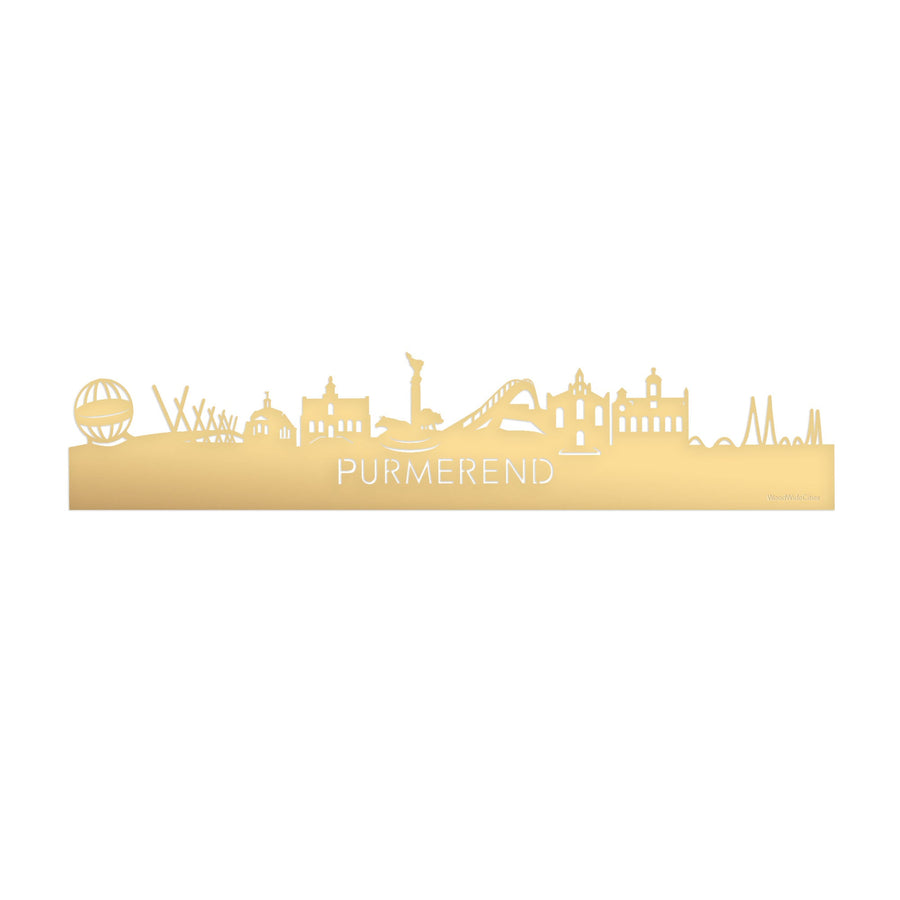 Skyline Purmerend Metallic Goud gerecycled kunststof cadeau decoratie relatiegeschenk van WoodWideCities