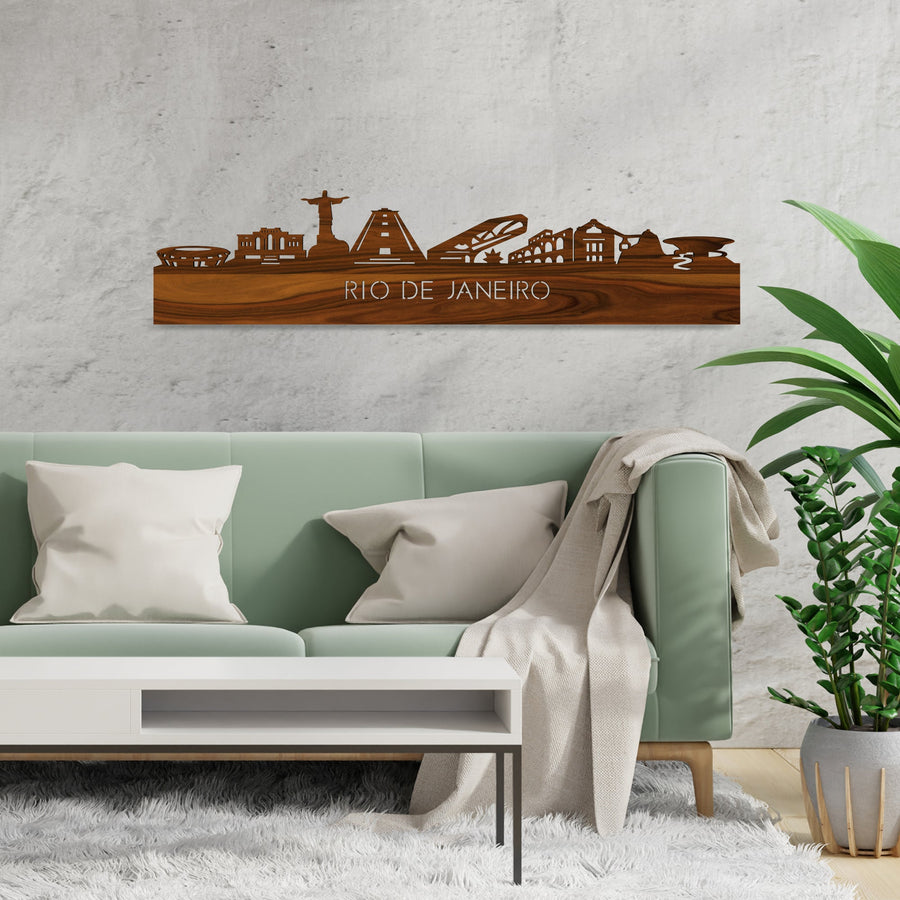 Skyline Rio de Janeiro Palissander houten cadeau decoratie relatiegeschenk van WoodWideCities
