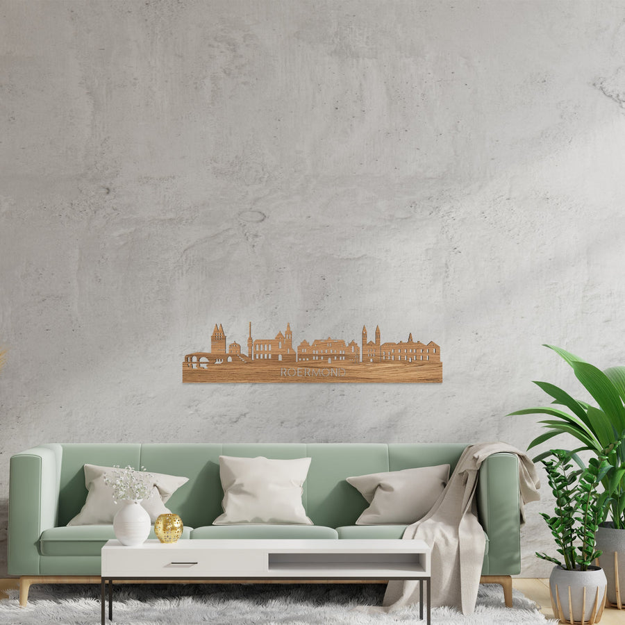 Skyline Roermond Eiken houten cadeau decoratie relatiegeschenk van WoodWideCities