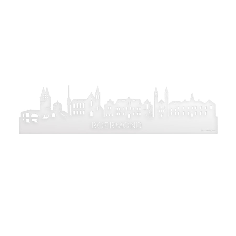 Skyline Roermond Wit glanzend gerecycled kunststof cadeau decoratie relatiegeschenk van WoodWideCities