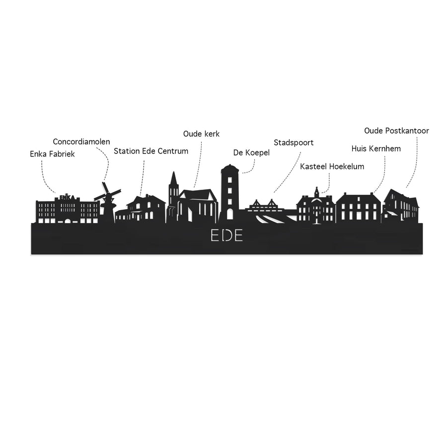 Skyline Serveerplank Rond Ede houten cadeau decoratie relatiegeschenk van WoodWideCities