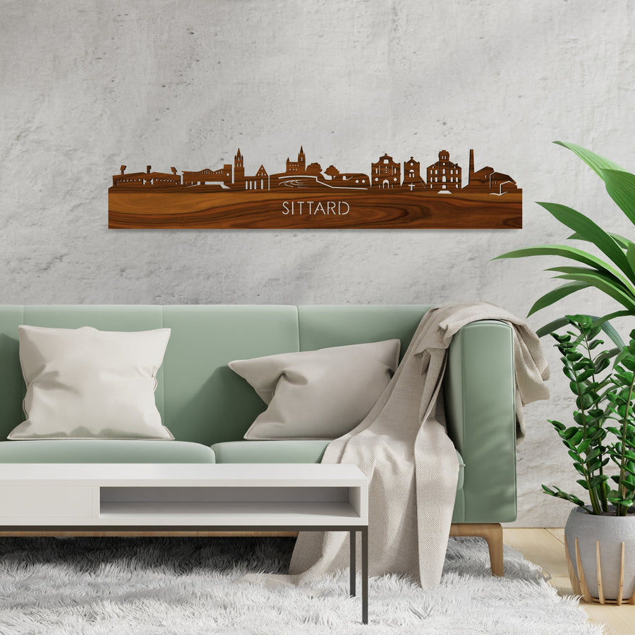 Skyline Sittard Palissander houten cadeau decoratie relatiegeschenk van WoodWideCities