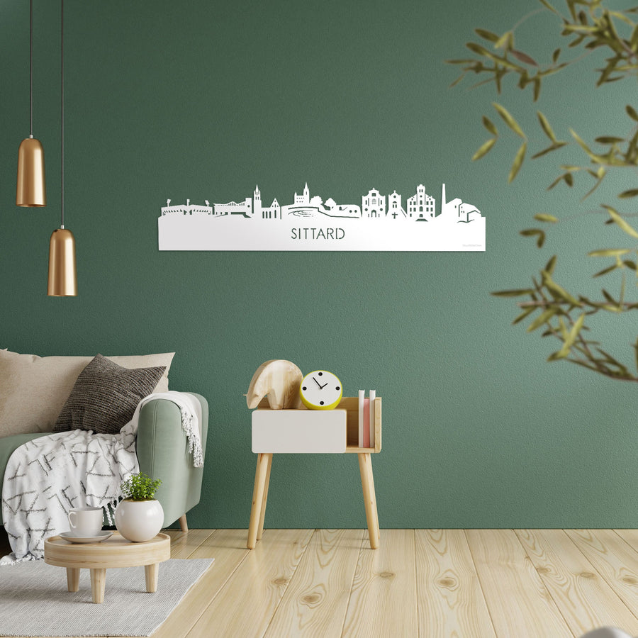 Skyline Sittard Wit glanzend gerecycled kunststof cadeau decoratie relatiegeschenk van WoodWideCities