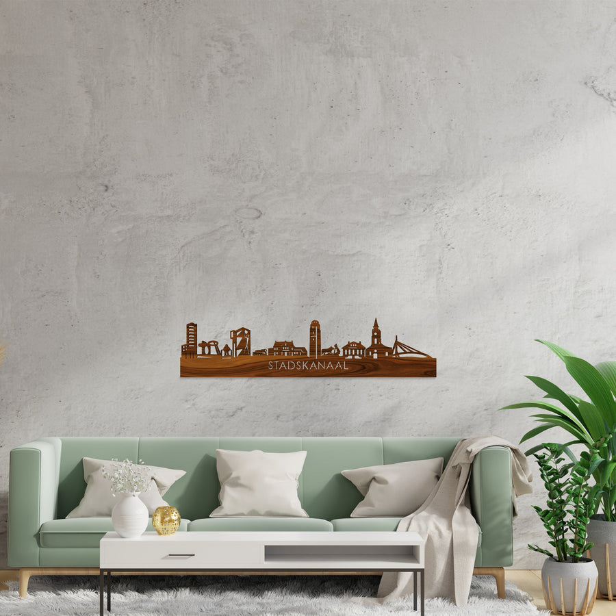 Skyline Stadskanaal Palissander houten cadeau decoratie relatiegeschenk van WoodWideCities