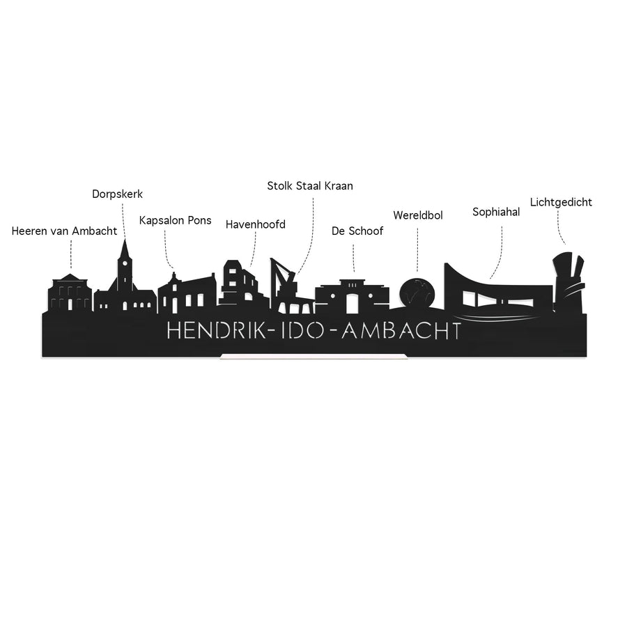 Skyline Telefoonhouder Hendrik-Ido-Ambacht houten cadeau decoratie relatiegeschenk van WoodWideCities