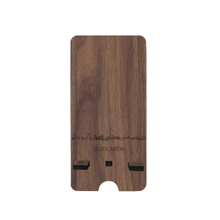 Skyline Telefoonhouder Zuidlaren houten cadeau decoratie relatiegeschenk van WoodWideCities