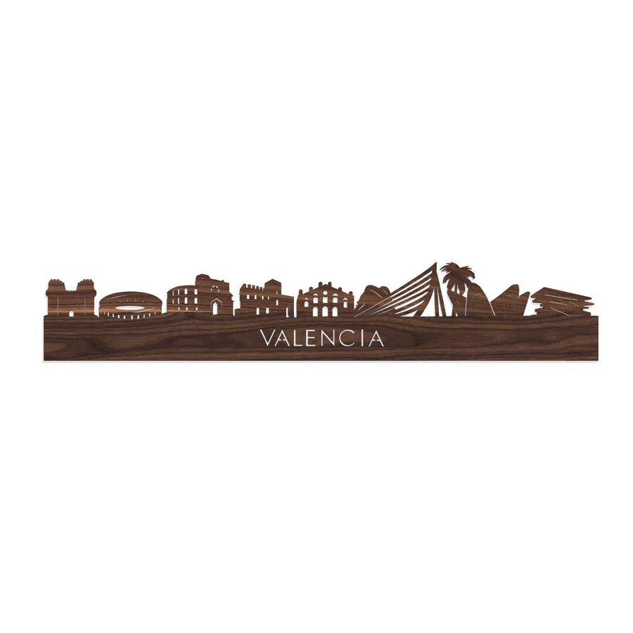 Skyline Valencia Noten 80 cm Zonder verlichting houten cadeau decoratie relatiegeschenk van WoodWideCities