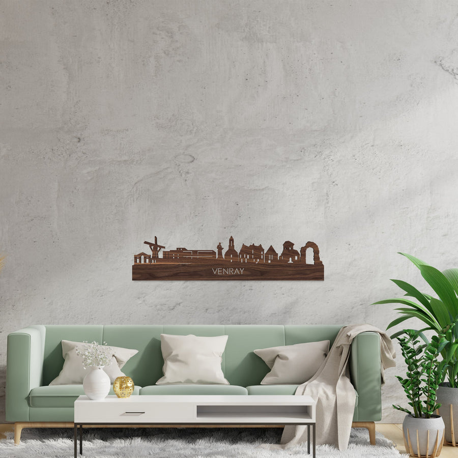 Skyline Venray Noten houten cadeau decoratie relatiegeschenk van WoodWideCities