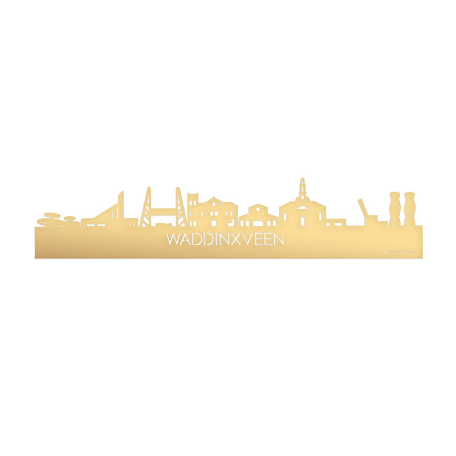 Skyline Waddinxveen Metallic Goud gerecycled kunststof cadeau decoratie relatiegeschenk van WoodWideCities