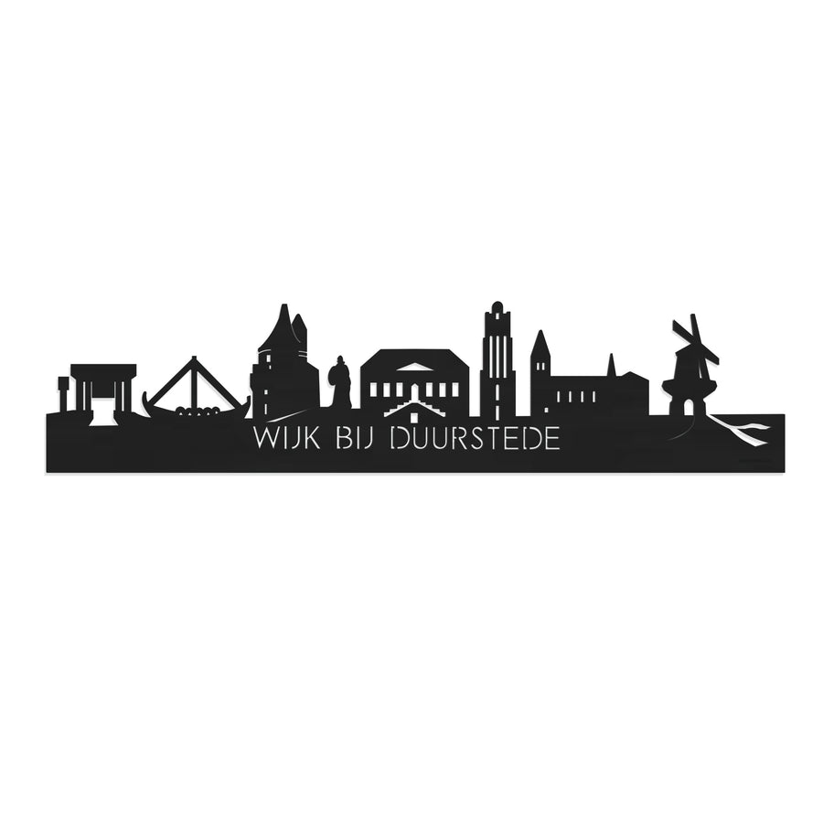 Skyline Wijk bij Duurstede Zwart houten cadeau decoratie relatiegeschenk van WoodWideCities