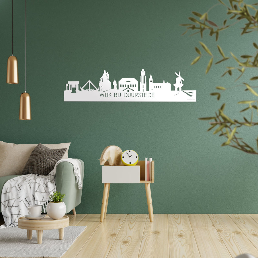 Skyline Wijk bij Duurstede Wit glanzend gerecycled kunststof cadeau decoratie relatiegeschenk van WoodWideCities