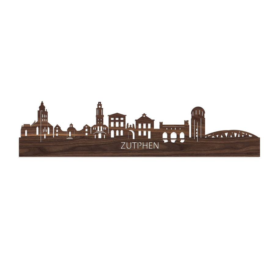 Skyline Zutphen Noten houten cadeau decoratie relatiegeschenk van WoodWideCities