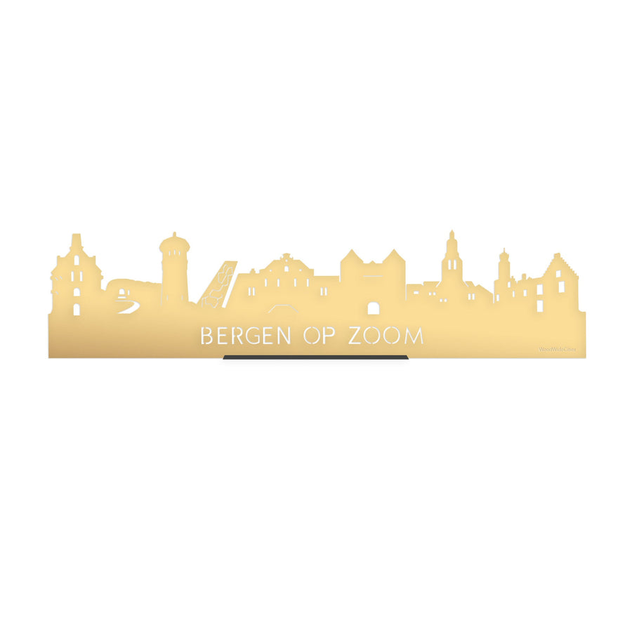 Standing Skyline Bergen op Zoom Metallic Goud gerecycled kunststof cadeau decoratie relatiegeschenk van WoodWideCities