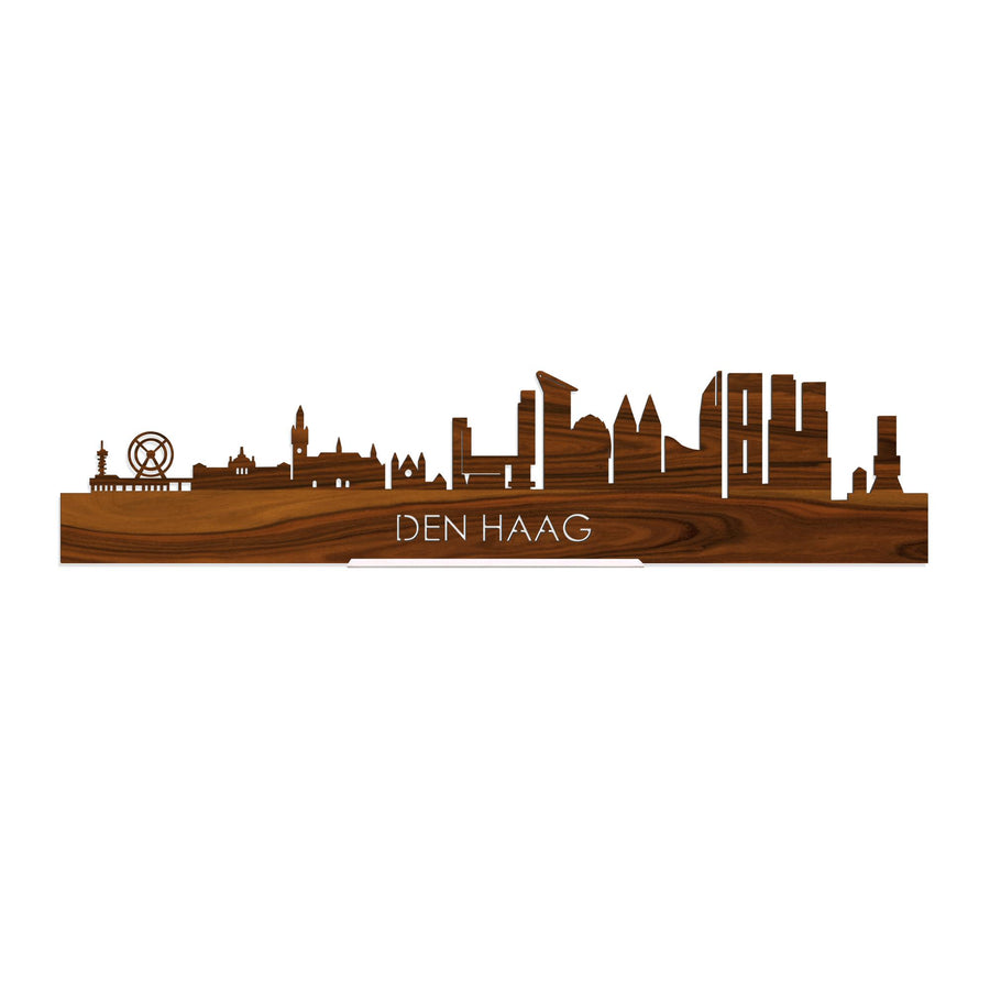 Standing Skyline Den Haag Palissander 40 cm houten cadeau decoratie relatiegeschenk van WoodWideCities