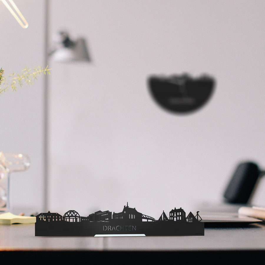 Standing Skyline Drachten Zwart houten cadeau decoratie relatiegeschenk van WoodWideCities