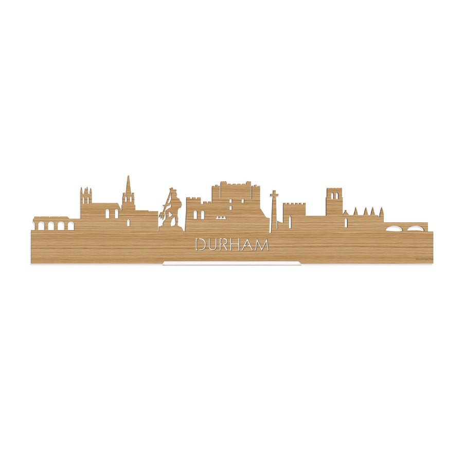 Standing Skyline Durham Bamboe houten cadeau decoratie relatiegeschenk van WoodWideCities