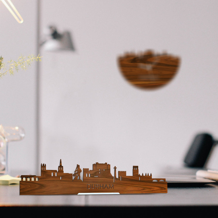 Standing Skyline Durham Palissander houten cadeau decoratie relatiegeschenk van WoodWideCities