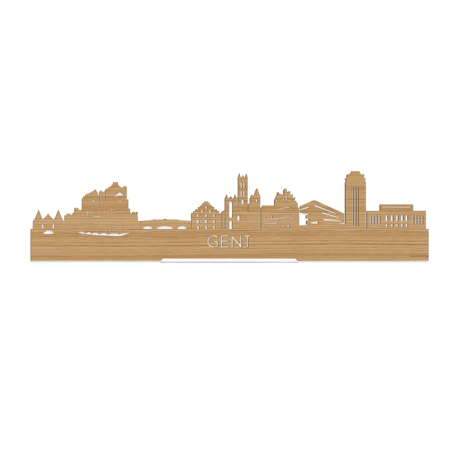 Standing Skyline Gent Bamboe houten cadeau decoratie relatiegeschenk van WoodWideCities