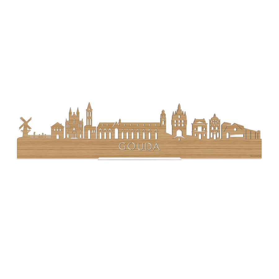 Standing Skyline Gouda Bamboe houten cadeau decoratie relatiegeschenk van WoodWideCities