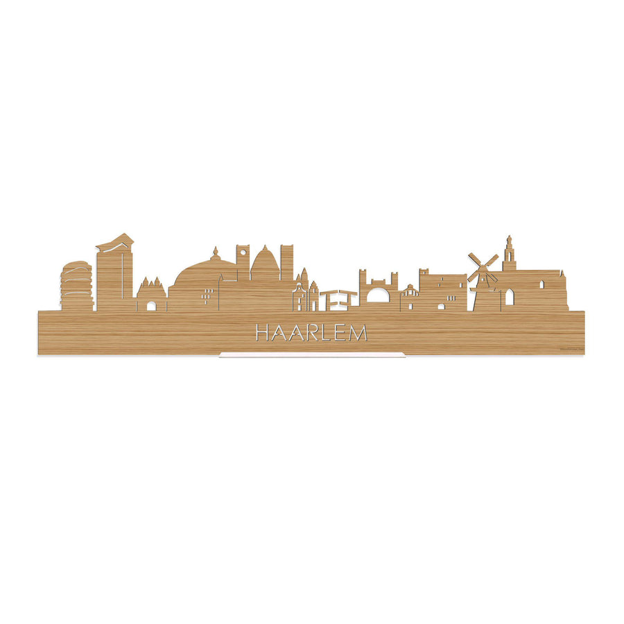 Standing Skyline Haarlem Bamboe 40 cm houten cadeau decoratie relatiegeschenk van WoodWideCities