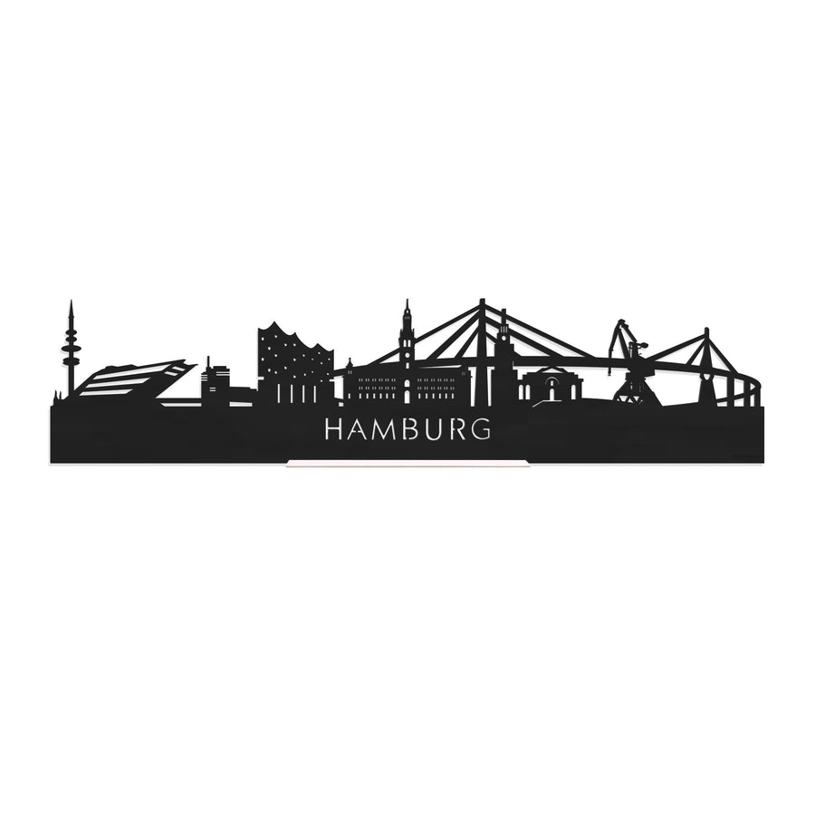 Standing Skyline Hamburg Zwart houten cadeau decoratie relatiegeschenk van WoodWideCities
