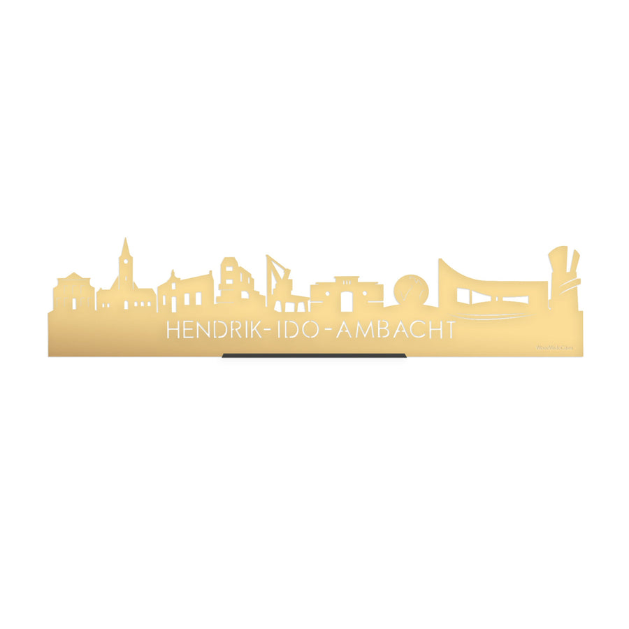 Standing Skyline Hendrik-Ido-Ambacht Metallic Goud gerecycled kunststof cadeau decoratie relatiegeschenk van WoodWideCities
