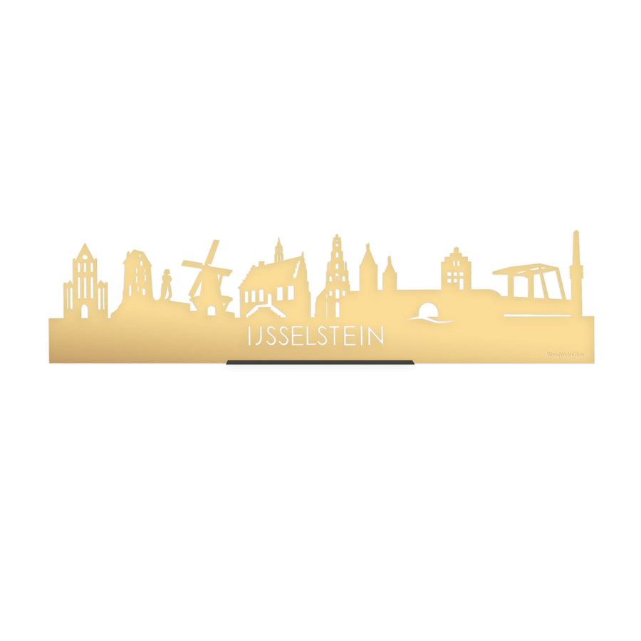 Standing Skyline IJsselstein Metallic Goud gerecycled kunststof cadeau decoratie relatiegeschenk van WoodWideCities
