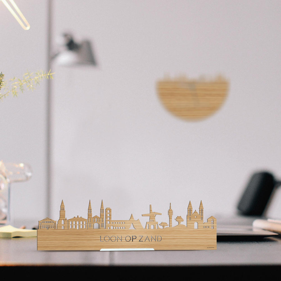 Standing Skyline Loon op Zand Bamboe houten cadeau decoratie relatiegeschenk van WoodWideCities