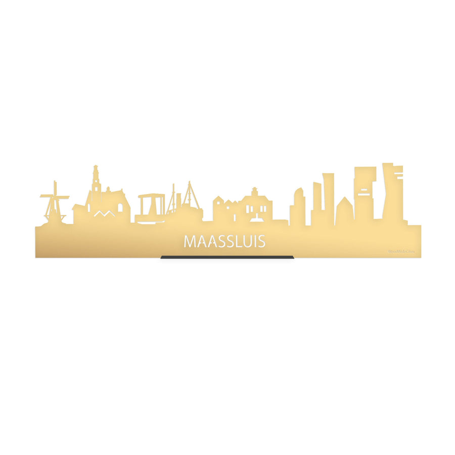 Standing Skyline Maassluis Metallic Goud gerecycled kunststof cadeau decoratie relatiegeschenk van WoodWideCities