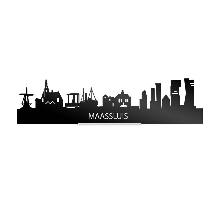 Standing Skyline Maassluis Zwart glanzend gerecycled kunststof cadeau decoratie relatiegeschenk van WoodWideCities