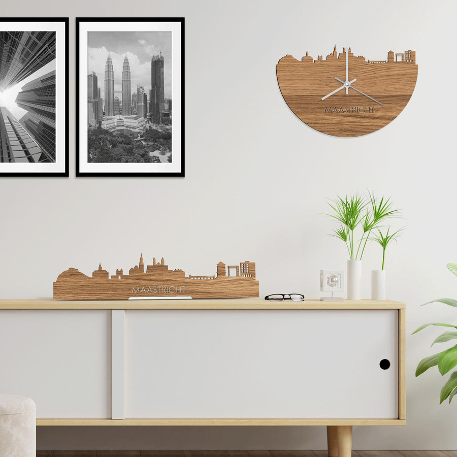 Standing Skyline Maastricht Eiken houten cadeau decoratie relatiegeschenk van WoodWideCities