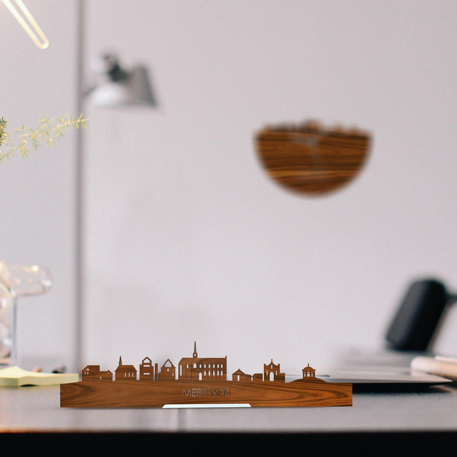 Standing Skyline Meerssen Palissander houten cadeau decoratie relatiegeschenk van WoodWideCities