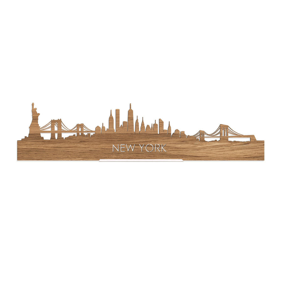 Standing Skyline New York Eiken 40 cm houten cadeau decoratie relatiegeschenk van WoodWideCities