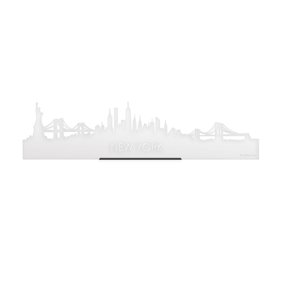 Standing Skyline New York Wit glanzend gerecycled kunststof cadeau decoratie relatiegeschenk van WoodWideCities
