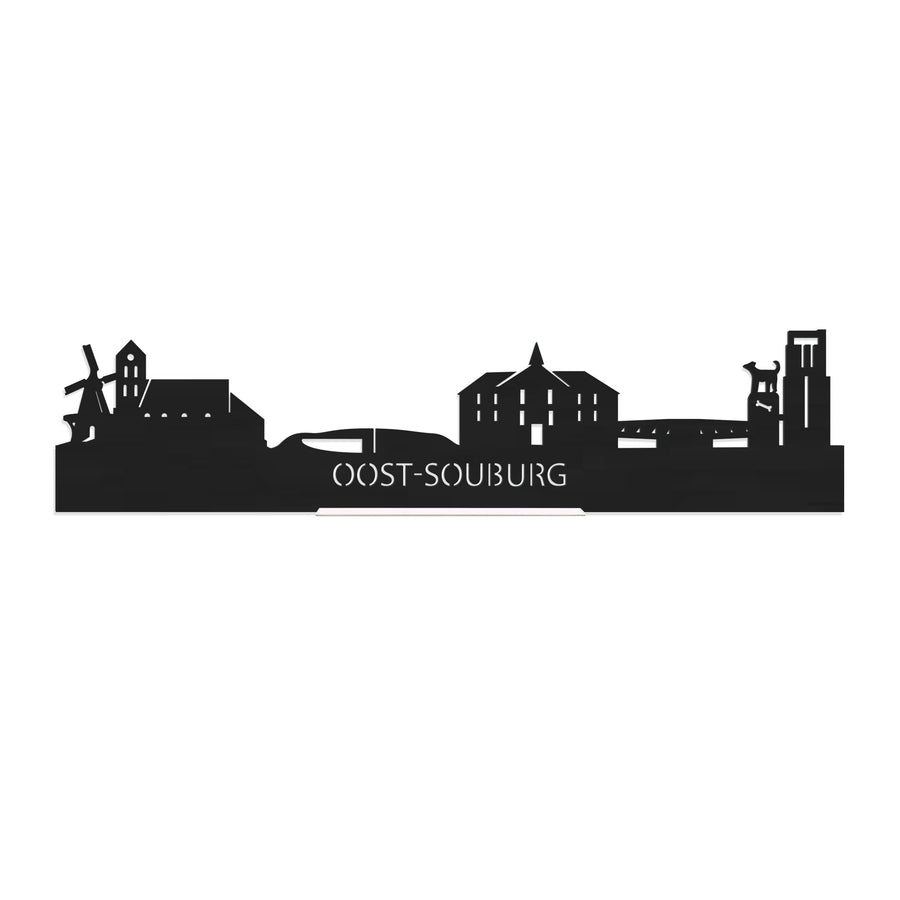 Standing Skyline Oost-Souburg Zwart houten cadeau decoratie relatiegeschenk van WoodWideCities