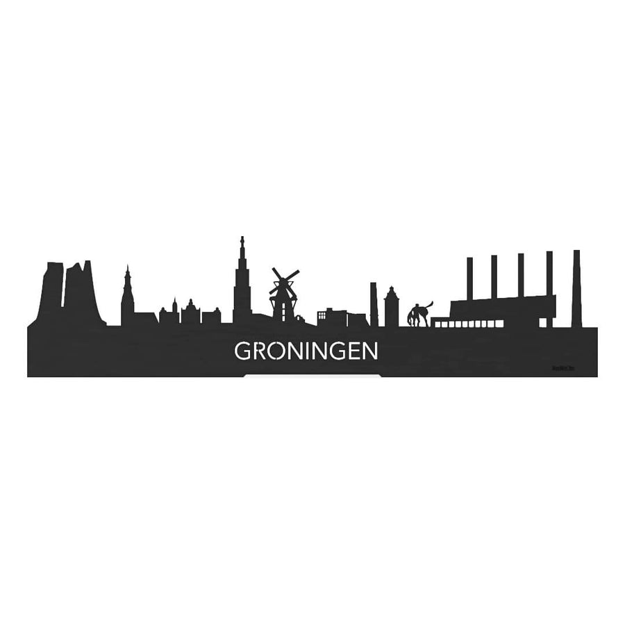 Standing Skyline Oud Groningen Black houten cadeau decoratie relatiegeschenk van WoodWideCities