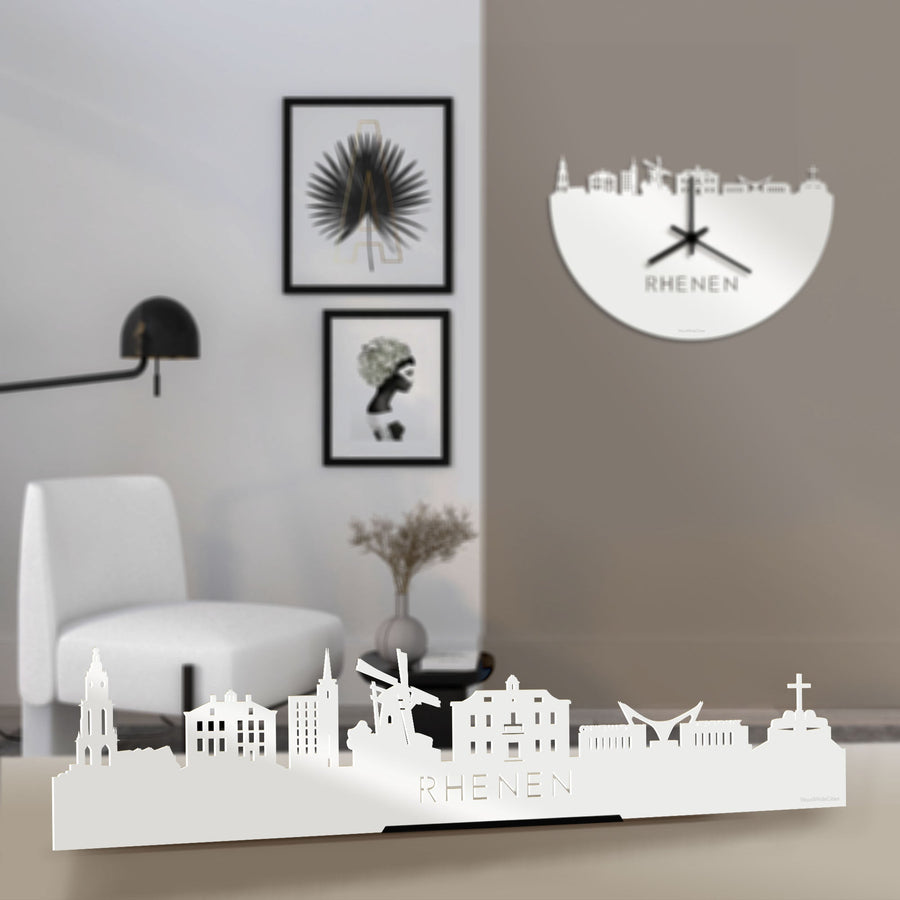 Standing Skyline Rhenen Wit glanzend gerecycled kunststof cadeau decoratie relatiegeschenk van WoodWideCities