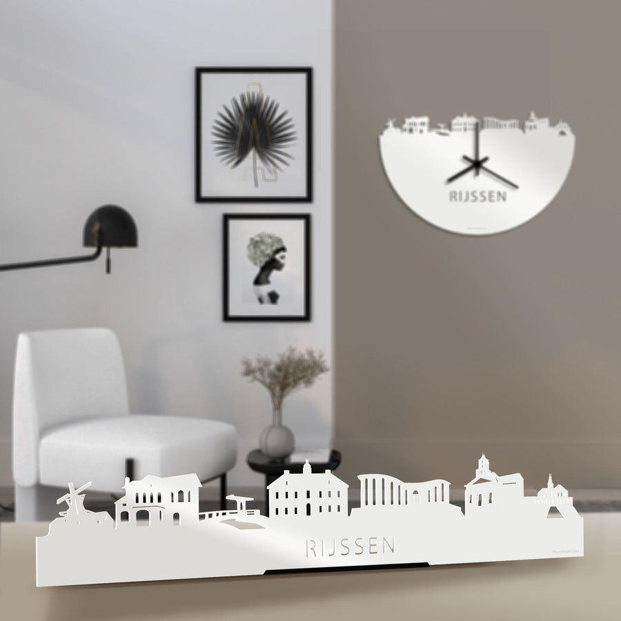 Standing Skyline Rijssen Wit glanzend gerecycled kunststof cadeau decoratie relatiegeschenk van WoodWideCities
