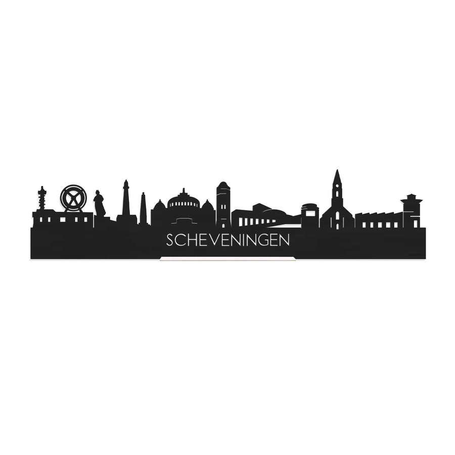 Standing Skyline Scheveningen Zwart houten cadeau decoratie relatiegeschenk van WoodWideCities