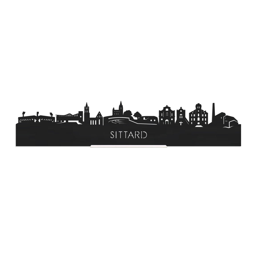 Standing Skyline Sittard Zwart houten cadeau decoratie relatiegeschenk van WoodWideCities